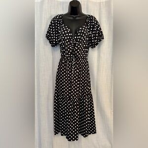 Polka Dot Black and White Midi Dress